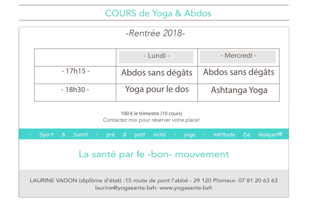 planning rentrée 2018 - Yoga & Santé